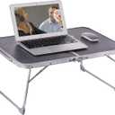 Foldable Laptop and Bed Table with Storage, Portable Mini Lap Desk for Legs, Ideal for Study, Reading, Picnic, Breakfast,and More (Gray)