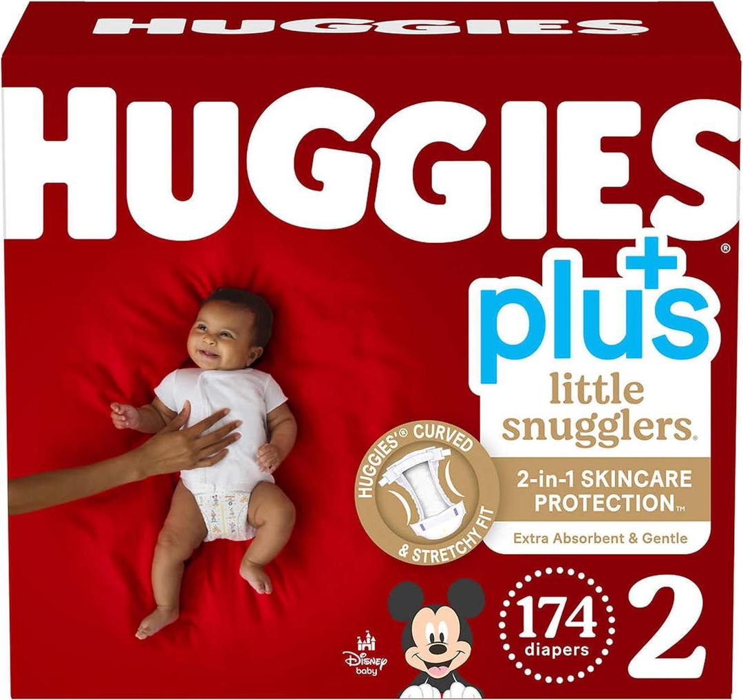 Huggies Little Snugglers Plus Diapers Size 2, 174 Count Huggies Little Snugglers Plus Diapers Size 2, 174 Count