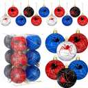 Syhood 12 Pcs 2.4'' Spider Christmas Ball Ornaments Christmas Tree Balls Foam Hanging Decoration Spider Web Pattern Xmas Party Supplies for Home Decoration