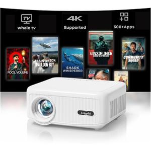 Lisowod Projector with WiFi and Bluetooth, Projector: Electric Focus & 4P Keystone, Lisowod 1080P Portable-Mini-Movie-Projector with Whale TV
