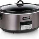 Crock-Pot Large 8-Quart Programmable Slow Cooker with Auto Warm Setting, Black Stainless Steel (Pack of 1)
