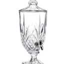 0.8 Galllon Glass Drink Dispenser for Parties with Spigot Glass Iced Beverage Dispenser with Lid Wide Mouth Beverage Server for Party Bar Wedding Decoration (diamond)