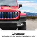 Blue Grill Inserts for 2024 2025+ Jeep Wrangler JL Grille Cover & Headlight Cover Trim Accessories