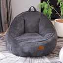 Bean Bag Chair, Cozy Fluffy Beanbag Chairs with Filler for Teens and Kids, Floor Lazy Sofa for Living Room Gaming & Reading (S-Darkgrey), Small