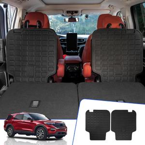 Rongtaod Back Seat Cover Protector Compatible with 2020-2025 2026 Ford Explorer 6 Seats Back Seat Cover Kick Mat Trunk Mat Cargo Mat Cargo Liner 2024 Explorer Accessories (The 2nd Row,Backrest Mats)