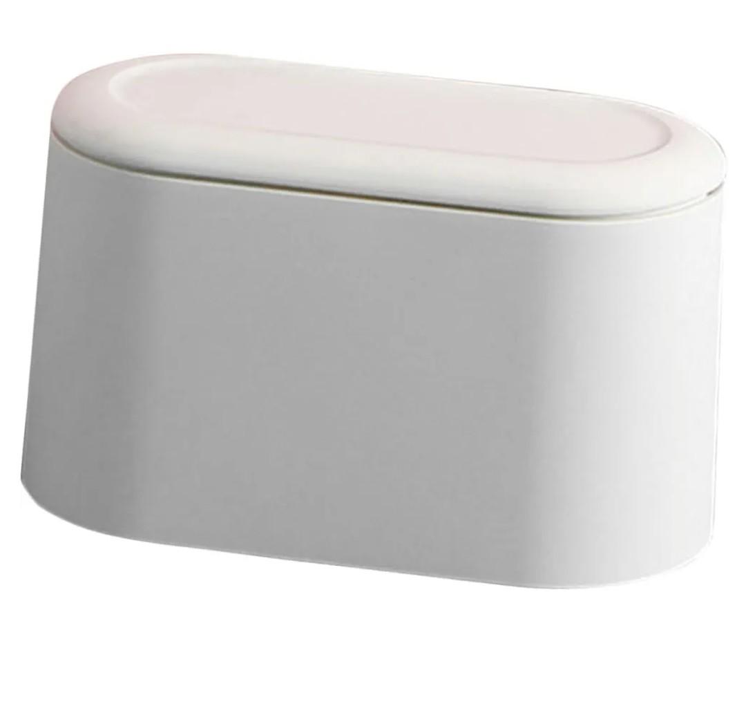 Mini Desktop Trash Can Lid Press-Type Waste Bin Dual-Layer Plastic Garbage Bucket for Bedroom Office Kitchen Compact Design for Easy Disposal