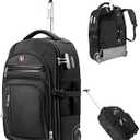 Rolling Backpack with Wheels, USB & Type-C Charging Ports, 21x14x9, Water-Resistant, 17.3" Laptop Compartment, EVA Material, Built-In Customs Lock – Wheeled Business Backpack for Travel, Work, College