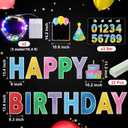 Yerliker 16 Pcs Happy Birthday Yard Signs with Stakes, 32.8 ft LED Lights, 42 Pcs Number Stickers, 13.4 Inch Letters Signs for Birthday Party Supplies Yard Lawn Outdoor Decoration(Colorful)