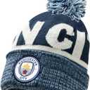 Fan Ink Manchester City Beanie Knitted Ski Hat, Licensed Man. City Winter Hat. Blue