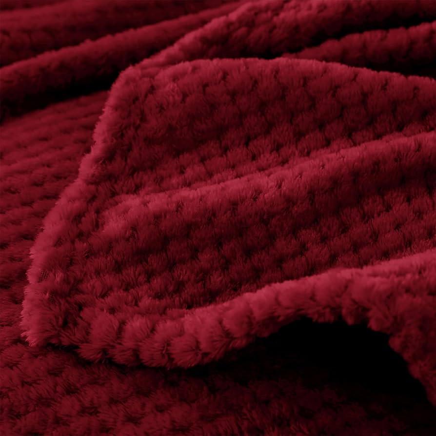 Tahari home Cuddle Blanket - Faux Fur Ultra-Soft Luxury Throw Blanket - Thick & Cozy Oversized Design for Lounging or Sharing - Machine Washable - Throw 60" x 50" Burgundy