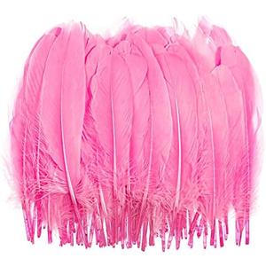 Piokio 100 pcs Natural Pink Goose Feathers in Bulk 6-8 inch(15-20 cm) for Cupcake Decorations, DIY Art and Dreamcatcher