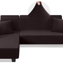 Sectional Couch Covers L Shape Sofa Covers Super Stretch 2pcs Sofa Slipcovers for 3 + 3 Seaters Sectional Chaise Slipcover with 2pcs Pillow Covers for Pets Kids, Brown