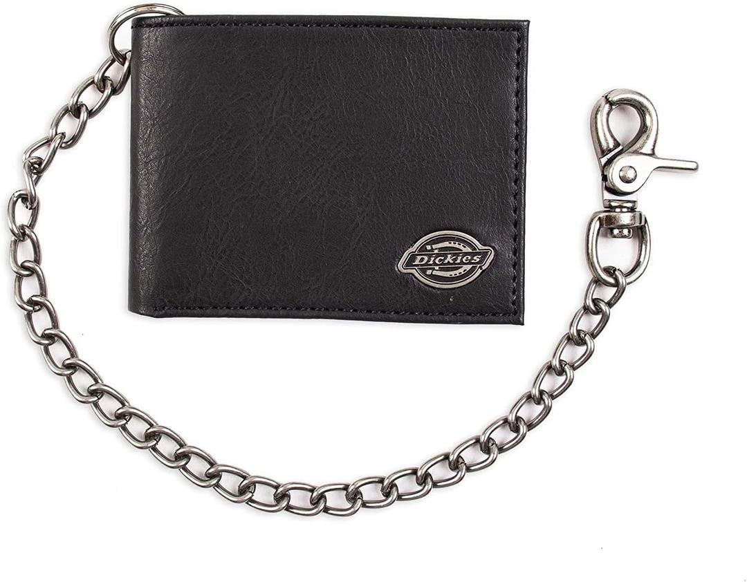 Dickies Men's RFID Everyday Leather Bifold Chain Wallet Black