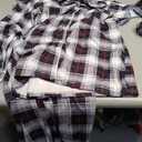 Women's Flannel Plaid Pajamas Long Sleeve Button Down Pj Set Small (Black Plaid)