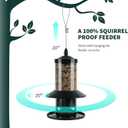 Squirrel Proof Bird Feeder - 360 Feeding Perch Tray for Outdoor Hanging Wild Bird Seeds, Dark Green.