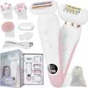 5 in 1 Electric Shaver for Women,Epilators Hair Removal for Women's Body, Electric Razor for Women Legs Public Area Bikini Trimmer, Face Scrubber, Facial Cleaning Brush Dry Wet Gift Set (Pink)