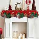 ZFUNCING Christmas Grid Leopard Xmas Tree Mantel Scarf Fireplace Top Runner, Mantel Scarves Cover Table Runners for Home Daily Use Holiday Party Decor 70x17in, Winter Snowflake Texture on Red