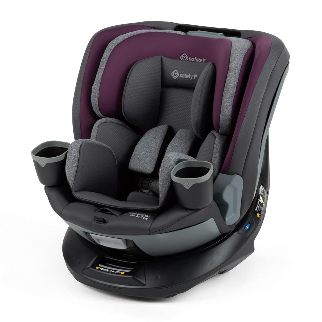 Safety 1st EverSlim 4-in-1 Convertible Car Seat, SecureTech Chest Clip, Ultra-Slim, 4-Mode Infant to Booster, Baby Car Seat, 5-100 lbs, Memory Foam, Fiddlehead, EXP: 2036/01/22
