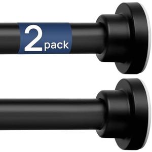 ENJOYBASICS 2 Pack Adjustable Spring Tension Curtain Rods 32 to 54 Inches, Stainless Steel Matte Black Shower Rod No Drilling for Window, Bathroom, Closet, Room Divider, 7/8" Diameter