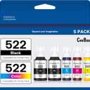CEEBOO 522 Refill Ink Replacement for Epson 522 (Not Sublimation) - 2 Black 140 mL, 1 Cyan, 1 Magenta, 1 Yellow 80 mL, 5 Bottles