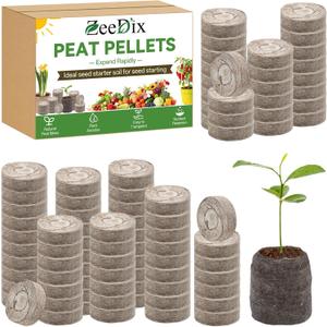 ZeeDix 100 Pcs (36mm) Peat Pellets for Seedlings, Compressed Seed Starting Plugs Pallet Potting Soil Block, Seed Starter Pellets Soil Pods for Planting Flowers, Herbs and Vegetables
