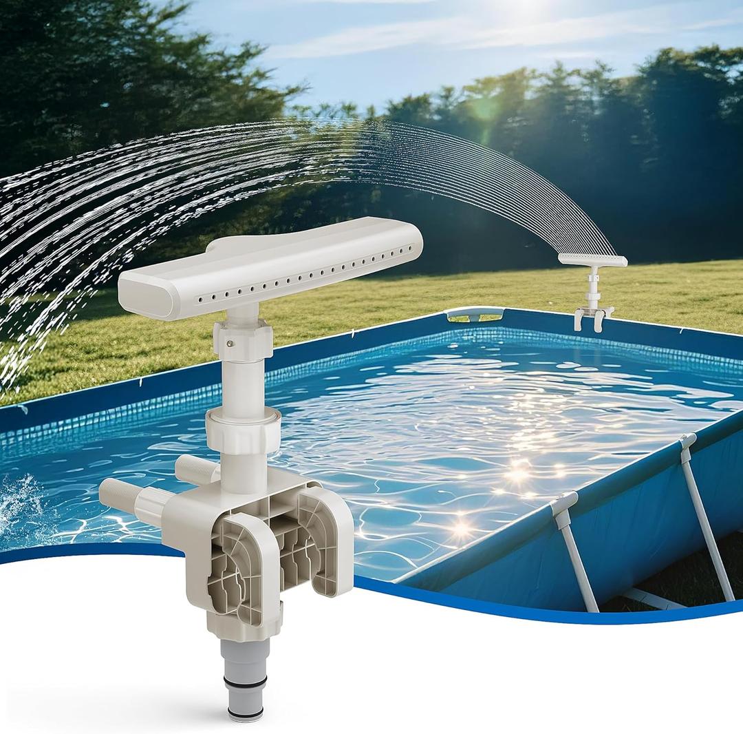 Pool Fountain for Above Ground Pools, Pool Sprinkler Fountain Upgraded 360 Adjustable Spray, Waterfall Fountains Swimming Accessories, Cooling & Relaxation (Beige)