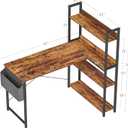 Treesland 47 Inch Computer Desk with Bookshelf, Corner Desk with Storage, L Shaped Desk, Home Office Desks, Writing Study Desk for Bedroom, Brown