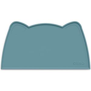 OHMO - Cat Food Mat, Silicone Pet Feeding Mat for Floor Non-Skid Waterproof Dog Water Bowl Tray, Easy to Clean Pet Placemat (20"L x 12"W, Light Blue)