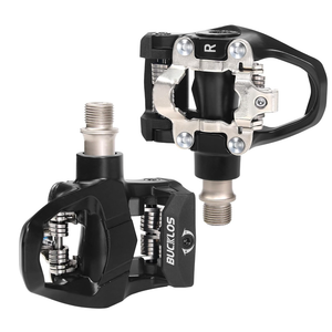 BUCKLOS Dual Side Pedals Compatible Look Delta with Peloton Bike Pedals Replacement & Shimano SPD Spin Bicycle Clip in Aluminium Pedal for Road Bike/Indoor Outdoor Cycling（9/16''）