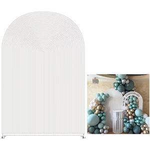 KONPON White Ripples Arched Frame Fabric Cover for Birthday Partied Double-Sided Stretchy Chiara Backdrops Arched Wall Stands Covers Arch Backdrop Cover 3x6.5ft