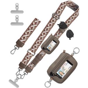 Phone Lanyard Crossbody with RFID Wallet & Eyeglass Holder, Anti-Theft Cell Phone Strap for Travel, Universal