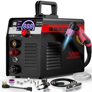 Plasma Cutter 55A, Non-Touch Pilot Arc Plasma Cutter Machine, 110V/220V Dual Voltage, Large LED Display, IGBT Inverter, 1/2 Clean Cut, Portable Plasma Cutting Equipment