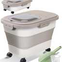 Collapsible Dog Food Storage Container, Airtight 35 Lbs Rice Cereal Flour Sugar Kitchen Accessories Bin Bucket, 25 Lbs Dog Cat Pet Holder Gift Travel Essentials Must Haves Gear Stuff Necessities