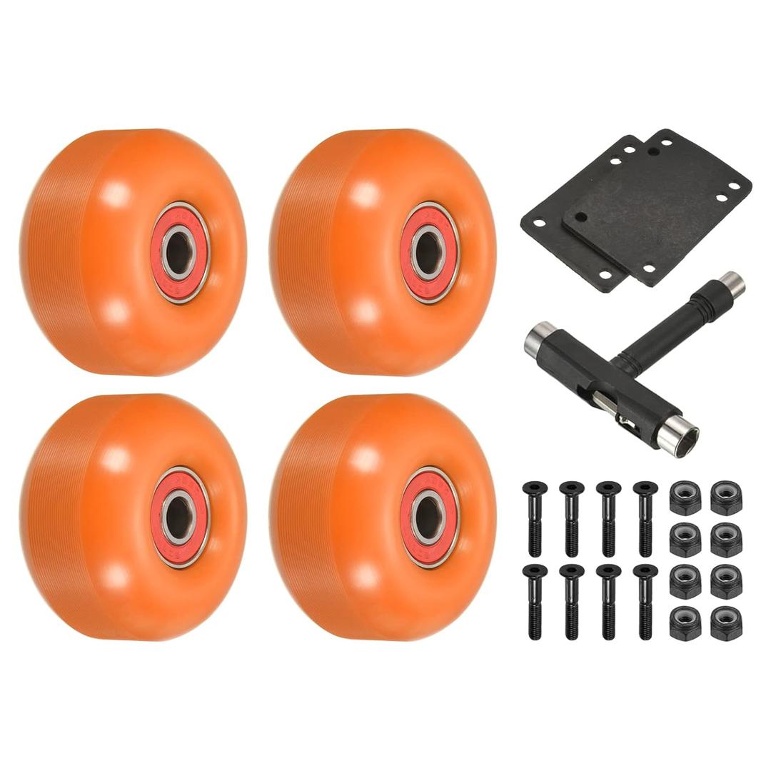 PATIKIL 52mm Skateboard Wheels and Bearings Set, 4 Pack Street Wheels for Skateboards Cruiser Wheel Replacement 95A, Orange Red