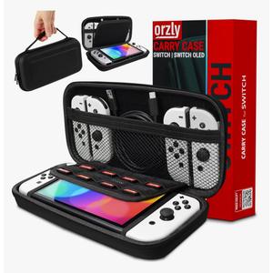 Orzly Carry Case Compatible with Nintendo Switch and New Switch OLED Console -Protective Hard Portable Travel Carry Case Shell Pouch with Pockets for Accessories and Games