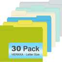 File Folder, HERKKA 30 Pack 1/3 Cut Tab File Folders, Letter Size, Assorted 6 Colors, Colored File Folders Designed for Office and Classroom Use