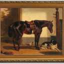 uniro Vintage Gold Framed Wall Art for Home Decor, Farmhouse Wall Decor Horse Canvas Artwork, Antique Animal Farm Poster Equestrian Wall Art for Nursery Wall Decor, Rustic Horse Aesthetic Picture for Bathroom, Living Room, Desktop decor - 12x16Inch, 18"L x 14"W