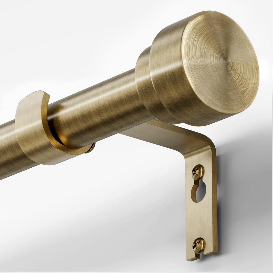 Oneach Heavy Duty Curtain Rods for Windows 72 to 144 Inch, 1 Inch Antique Bronze Curtain Rod, Adjustable Length Rod with Metal Finials, Modern Decor for Bedroom Kitchen Living Room(16 to 150 Inch)