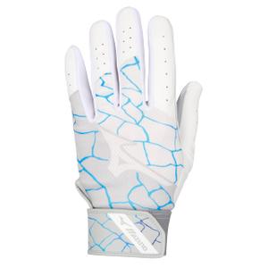 Mizuno Boy's MVP Youth Batting Gloves, White-Blue, (XXS)