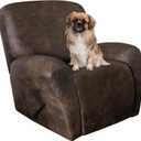 ANARACHON Leather Like Recliner Chair Covers Heavy Duty, 4 Pieces Recliner Cover for Recliner Chair, Leather Cover for Recliner slipcovers Washable for Pets (Dark Brown)