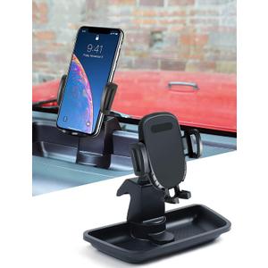 Savadicar Dash Phone Mount, Easy Clamp Smart Cell Phone Holder Compatible with 2011 2012 2013 2014 2015 2016 2017 2018 Jeep Wrangler JK JKU, Interior Accessories, Black