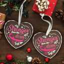 2 x Breast Cancer Gift for Women, Breast Cancer Christmas Ornaments Pink Heart Hanging, Encouragement Hope Gift for Cancer Patients and Survivors, Chemo Christmas Ornaments Gifts