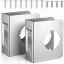 2 Pcs Stainless Steel Lock and Door Reinforcement Plate 1-3/4-Inch Thick by 2-3/8-Inch Backset 2-1/8-Inch Bore Door Reinforcement Plate for Reinforcing and Repairing Doors, Silver