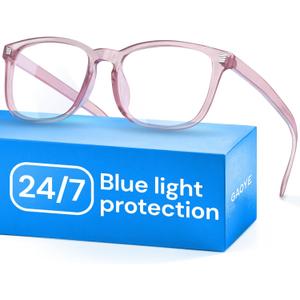Gaoye Transparent Brown Blue Light Glasses for Computer & Gaming - Anti UV Ray Lenses, Scratch-Resistant & Comfort Fit (Medium, Frost Pink)