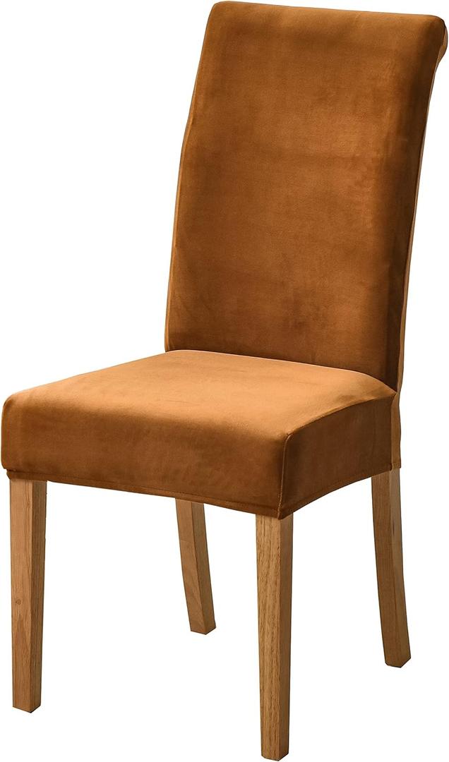 Velvet Chair Slipcovers for Dining Room Stretchy Super Soft Parson Chair Seat Covers Chair Protectors for Party Pet Protection (Set of 6, Camel)