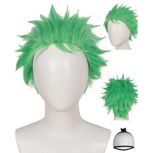 Amazon.com: JoneTing Short Green Wig+Hair Cap  for Men Grass Green Cosplay Wig for Party for Cosplay Peluca Verde Short Greened Spiky Wigs for St Patrick's Day Men Chrismas Cospaly Costume for Halloween : Clothing, Shoes & Jewelry