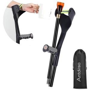 Forearm Crutch for Adults(x1 Unit), Forearm Crutch with Cuffs, Anti-Drop, Crutch for Walking, Forearm Crutch Lightweight Adjustable, Aluminum Forearm Crutch, Black Crutch (Single Black)