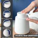 Bosilunlife Ceramic Foaming Soap Dispenser - 12Oz Bathroom Countertop Kitchen Dish Soap Pump Dispenser Foam Soap Dispenser - Rubber Paint White