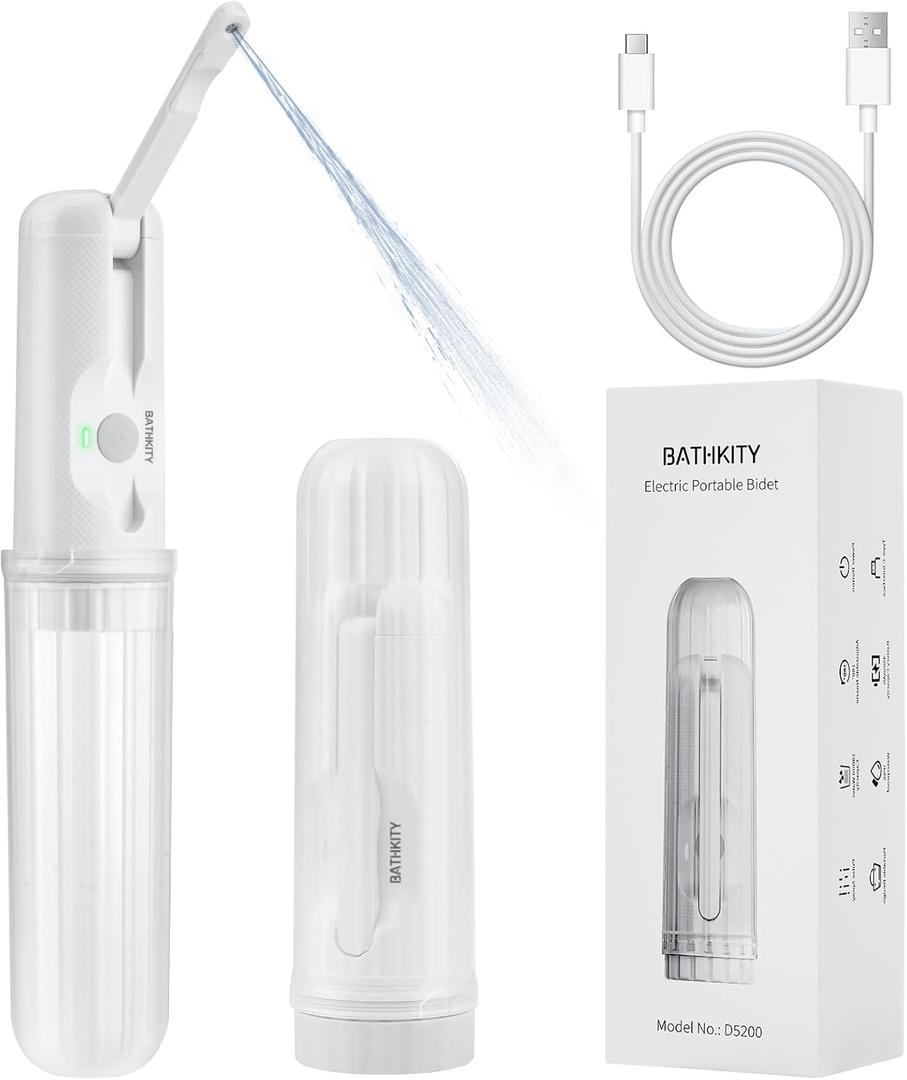 Portable Bidet for Travel, Multi- Bottle Compatible Handheld Bidet, 3 Water Pressure Modes, 180Adjustable Nozzle, IPX6 Waterproof, White