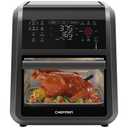 CHEFMAN ExacTemp™ 12 Quart 5-in-1 Air Fryer with Integrated Smart Cooking Thermometer, 28 Touchscreen Presets, Rotisserie, Dehydrator, Bake, XL Convection Oven with Auto Shutoff, Black